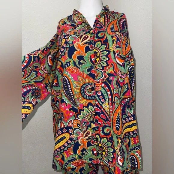 Vera Bradley Venetian Floral Lightweight Pajama Set Top XL Bottom L - Picture 3 of 6